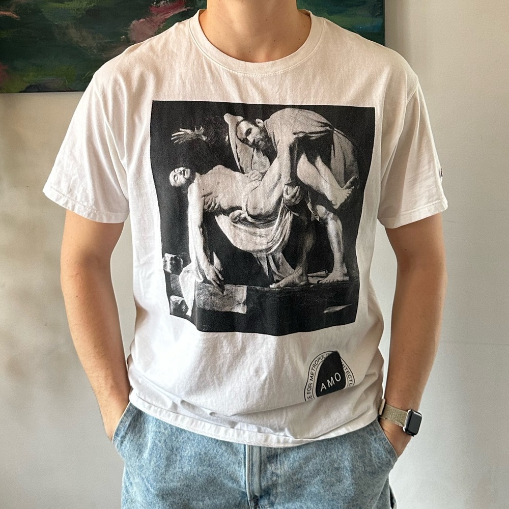 Off White / Champion Virgil Abloh Pyrex T-Shirt sz L